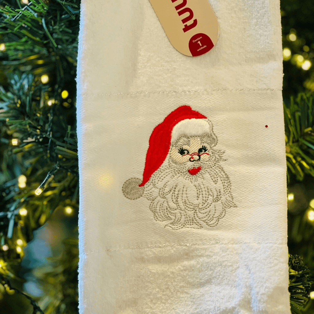Toalha Lavabo Bordada Papai Noel – 38 x 63cm