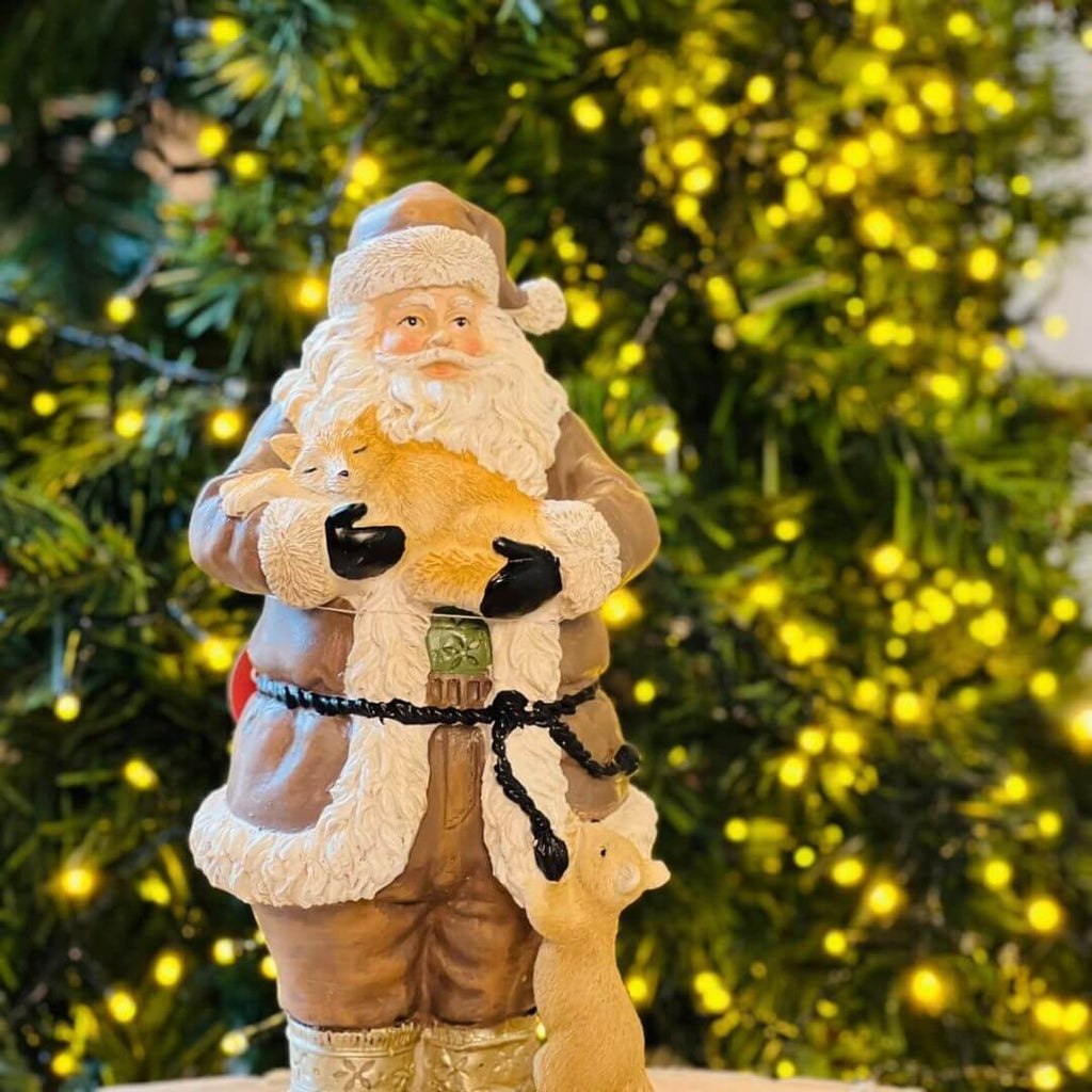 Papai Noel com Animais em - 24 cm
