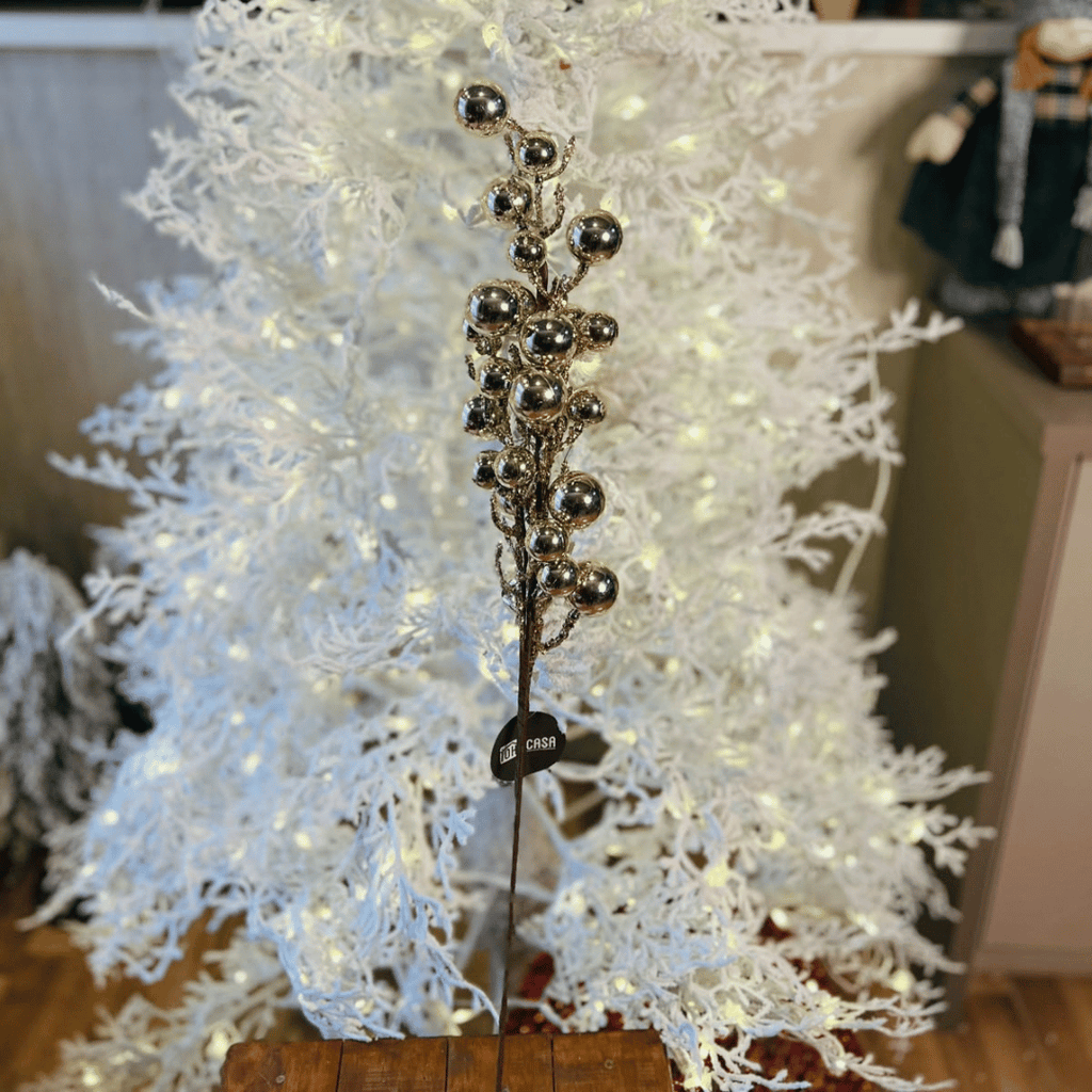 Galho de Bolinhas Brilhantes Champanhe 77cm