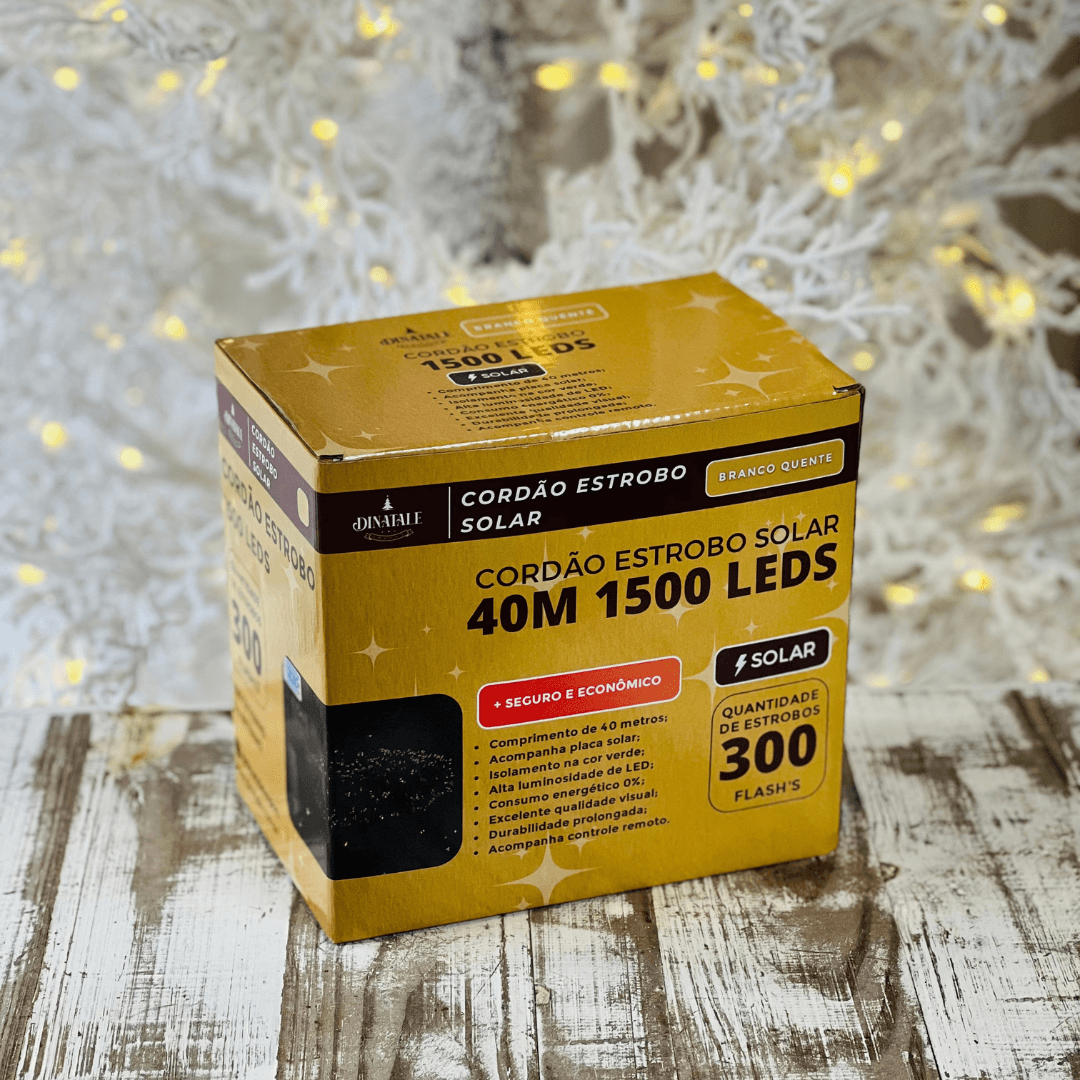 Cordão de Luz Solar  40m 1500 LEDs com Estrobo - 40m