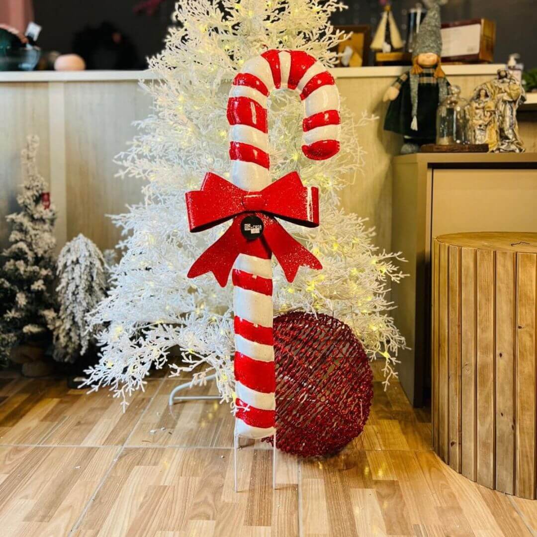 Decoração para Jardim Bengala de Natal com Laço – 113cm