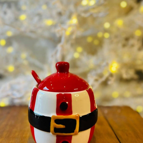 Acucareiro Natal Branco,vermelho e Preto Com Tampa -  115cm C/1 Un