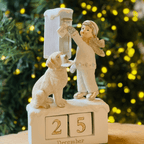 Enfeite de Natal Menina com Cachorro e Calendário - 21 cm