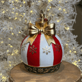 Base para Árvore de Natal Bola Listrada com Laço – 38cm