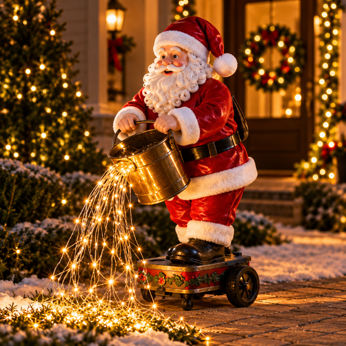 Papai Noel com Cascata de Luzes LED 60cm