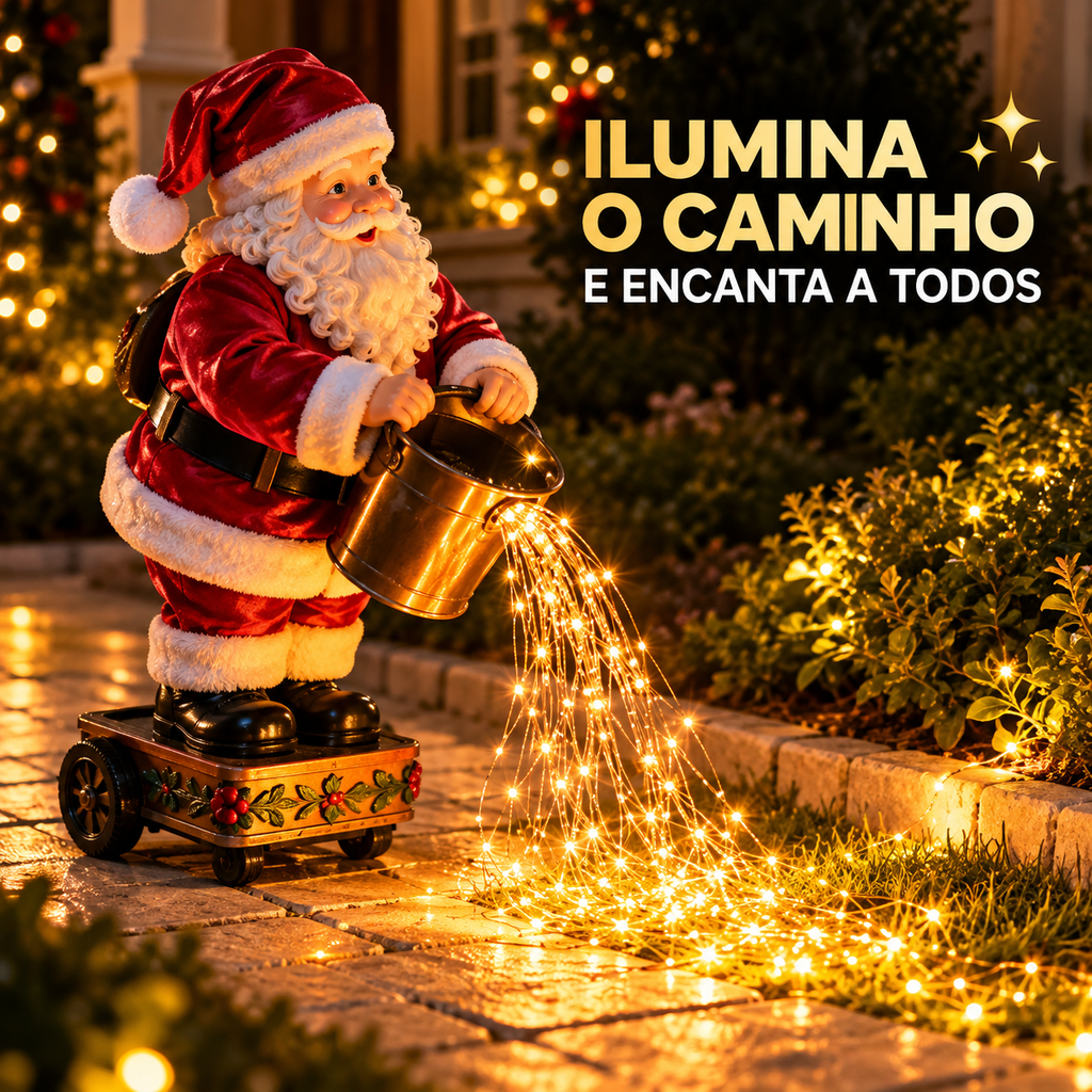 Papai Noel com Cascata de Luzes LED 60cm
