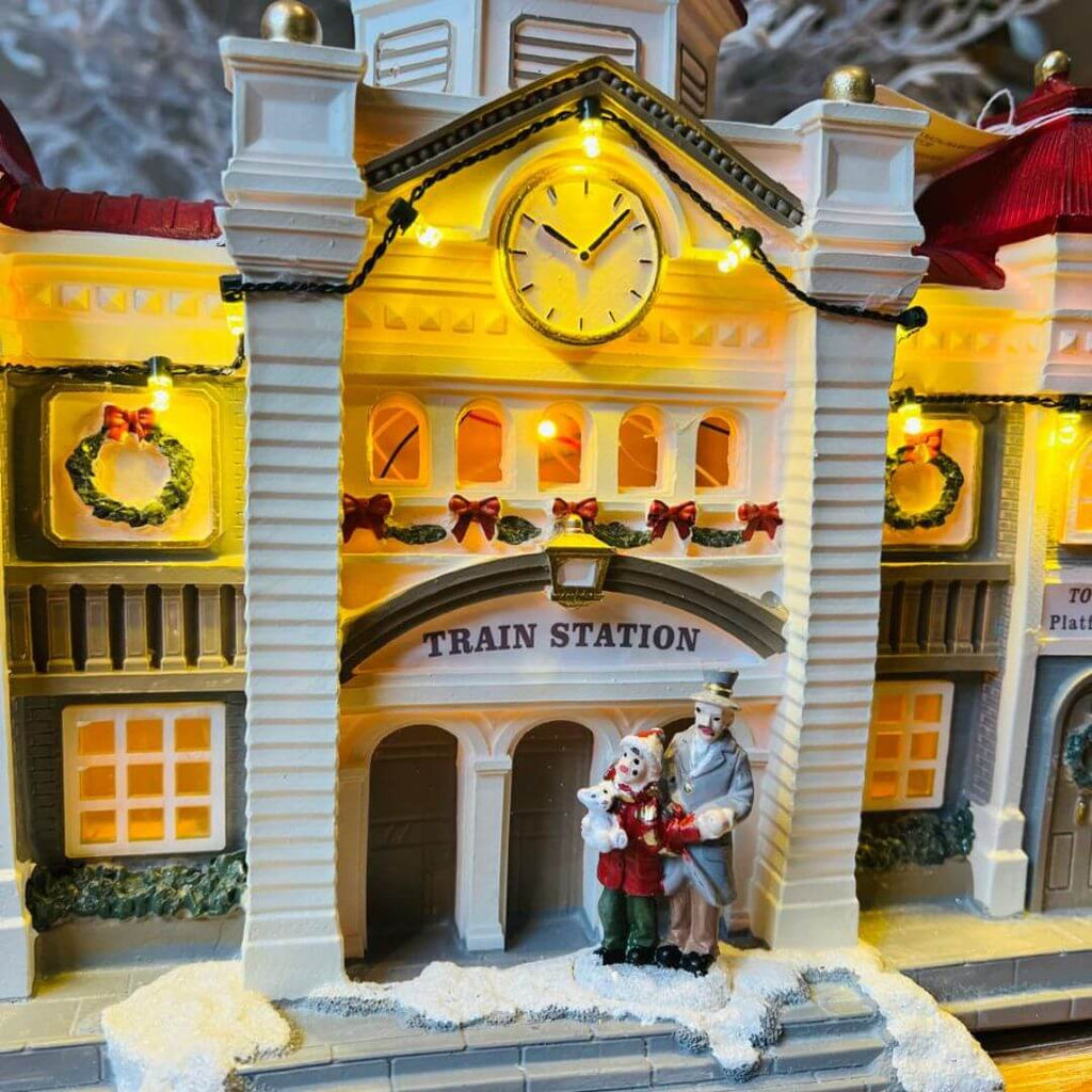 Cenário Natalino Estação de Trem com Luz e Som – 32cm