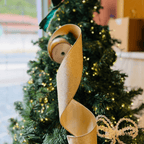 Fita Aramada de Veludo Dupla Face Marfim e Dourado – 10cm x 5m