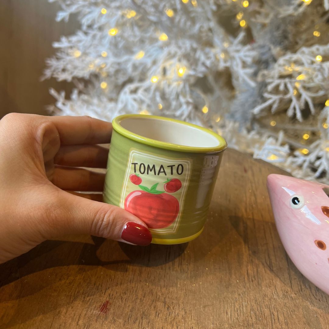 Vaso de Cerâmica Verde Tomato - 7x7x6cm
