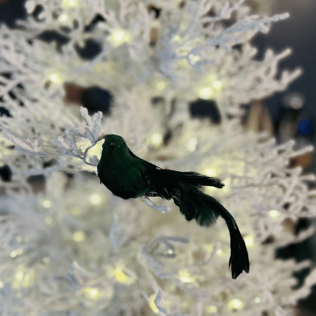 Pássaro Natalino Verde 20cm - Com Clip
