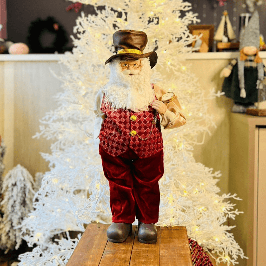 Decoração Papai Noel com Relógio - 60 cm