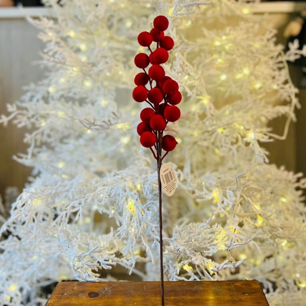 Galho C/ Frutos Foscos Vermelho - 52cm