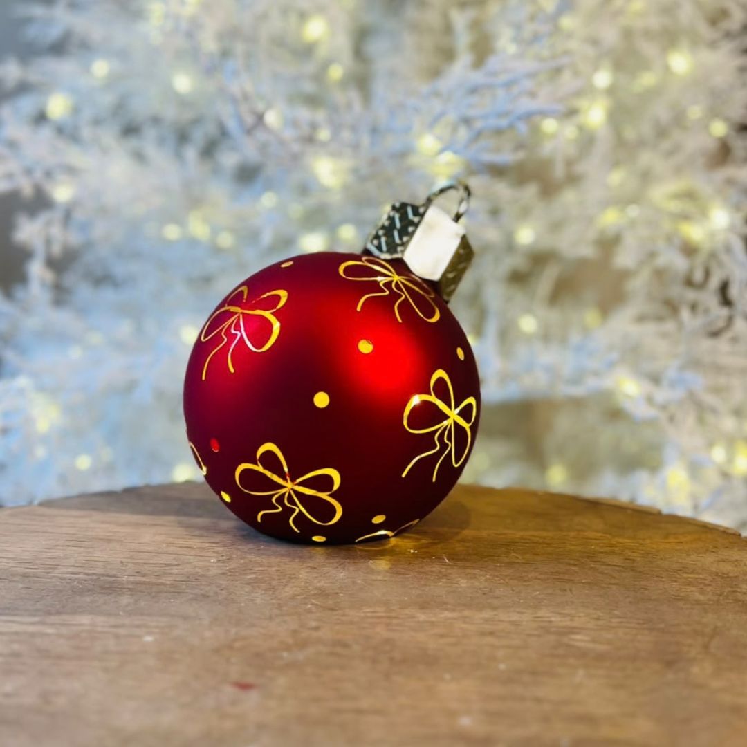 Bola de Vidro com Laço e LED - 15 cm