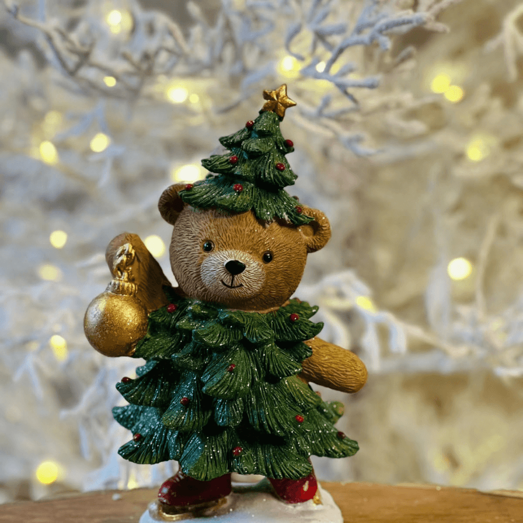 Urso com Bola de Natal - 21 cm