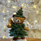 Urso com Bola de Natal - 21 cm
