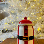 Pote  Noel Branco,vermelho e Preto Com Tampa - 19cm  C/1 Un